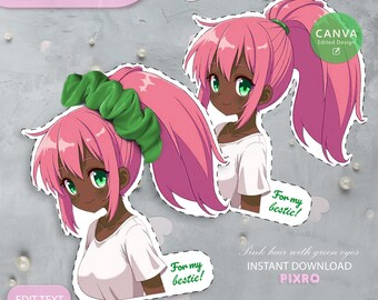 Etiqueta para coletero de anime: regalo para sujetar el pelo (descarga instantánea)