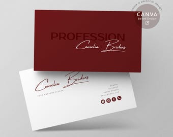 Plantilla de tarjeta de presentación minimalista rosa: Diseño elegante y editable (Canva)
