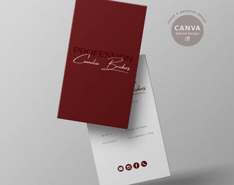 Plantilla elegante de tarjeta de presentación vertical: Diseño minimalista (Canva editable)