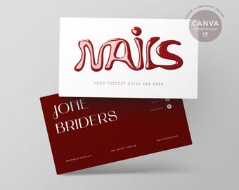 Plantilla de tarjeta de presentación para salón de uñas: Diseño minimalista de Canva (descarga digital)