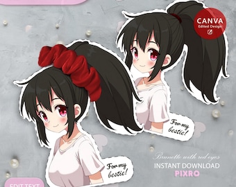 Etiqueta para coletero de anime: regalo para sujetar el pelo (descarga en PDF)