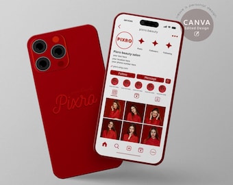 Plantilla de tarjeta de presentación roja para Instagram: Diseño editable en Canva (digital)