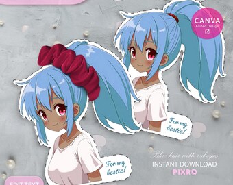 Etiqueta para sujetar el coletero de anime: Regalo para el cabello de niñas (DESCARGA INSTANTÁNEA)