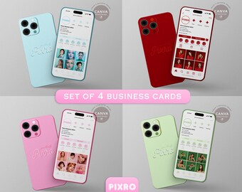 Plantilla de tarjeta de presentación de Instagram: Conjunto de 4 verticales (Canva editable)