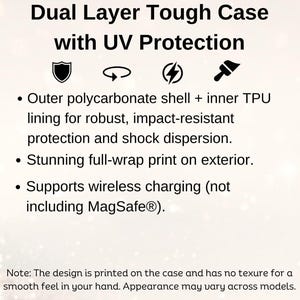 Op de afbeelding: Dubbele laag robuuste telefoonhoes met UV-bescherming. De hoes heeft een polycarbonaat-schaal en een TPU-voering voor schokbestendigheid. Het ondersteunt ook draadloos opladen, maar niet MagSafe.