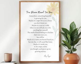 Stampa con poesia motivazionale: Il fiore destinato a te (download digitale)
