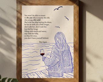 Mindfulness Poem Wall Art with Original Illustration by May Aygun