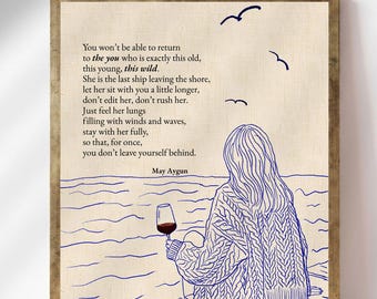 Mindfulness Poem Wall Art with Original Illustration by May Aygun