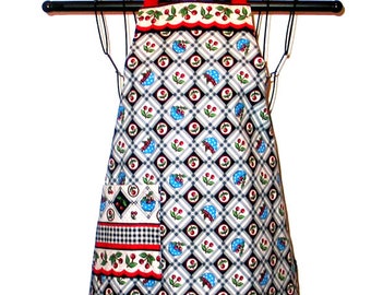 Child's REVERSIBLE Apron Ages 3-8  made with MARY ENGELBREIT Very Very Cherry fabric  - Adjusts for Height