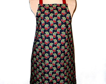 REVERSIBLE APRON  Ladies or Teens  Adjusts for Height  CHERRIES Theme