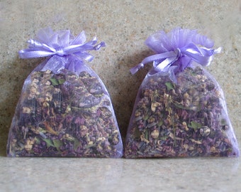 2  LAVENDER Floral Blend SACHETS  Filled with Our Own Homemade POTPOURRI Mix