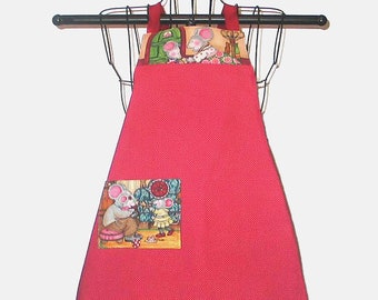 Child's Reversible APRON MARY ENGELBREIT Little Mouse Family One Christmas Side -One Year Round year