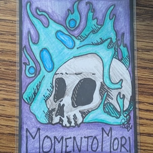 Tarjeta artística ORIGINAL de ACEO, febrero de 2026, lote 2: tiburón ballena, Gengar, decoración de otoño, Momento Mori