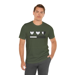 Pixel Heart Health Bar Retro Gaming Unisex Tee, Classic Video Game Tshirt, Gamer Gift Shirt, Vintage Style Top, 8-Bit Clothing