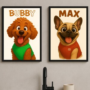 Portrait d'animal de compagnie en dessin animé personnalisé, dessin de chien ou de chat mignon, téléchargement numérique, illustration d'adorable animal de compagnie, art animalier inspiré de Pixar