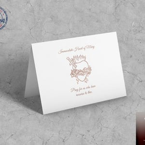 Juego de 6 tarjetas de felicitación del Inmaculado Corazón de María, confesiones, agradecimiento, papelería personalizada, tarjeta en blanco, tarjeta de regalo católica, regalo personalizado