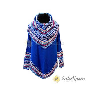 Elegant Alpaca Wool Turtleneck Poncho with Sleeves – Stylish Peruvian Poncho for Women, Perfect for Warmth and Fashion in Any Season