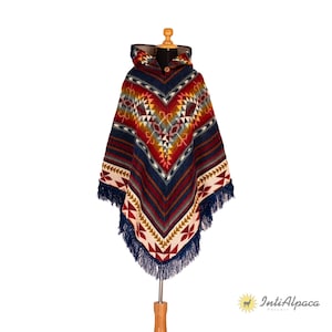 Handcrafted Native Alpaca Poncho | Unisex Brown Poncho | Bohemian American Tribal Style | Cozy & Stylish Alpaca Wrap