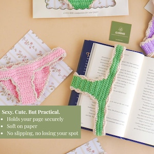 pink bookini bookmark crochet book thong bookmark handmade bookmark with bow cute bookmark for women aesthetic book lover gift funny reading gift stretchy bookmark fits all book sizes Valentines Day gift for reader Galentines book lover gift birthday gift for bookworm Christmas gift for book lover stocking stuffer for her romantic bookish gift cute crochet bookmark handmade reading accessory gift for girlfriend reader gift for women