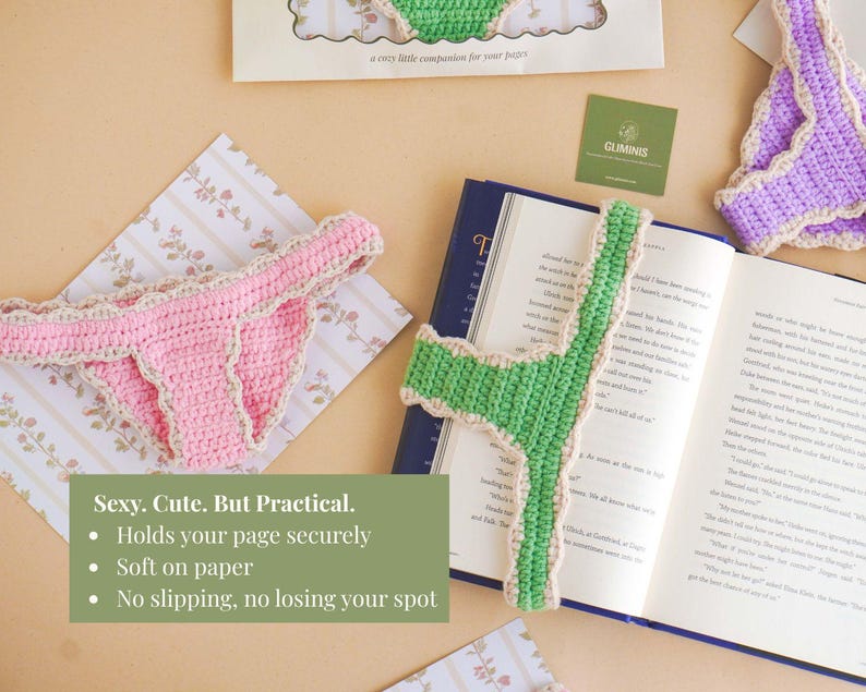 pink bookini bookmark crochet book thong bookmark handmade bookmark with bow cute bookmark for women aesthetic book lover gift funny reading gift stretchy bookmark fits all book sizes Valentines Day gift for reader Galentines book lover gift birthday gift for bookworm Christmas gift for book lover stocking stuffer for her romantic bookish gift cute crochet bookmark handmade reading accessory gift for girlfriend reader gift for women
