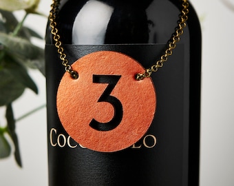 Number Anniversary Bottle tag - Gifts for couples - leather anniversary - wedding table gifts