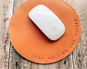 Personalised Leather mouse mat, mousepad, gifts for the home office, working from home gift ideas. Father’s Day