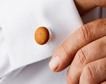 Textured Tan Leather Cufflinks