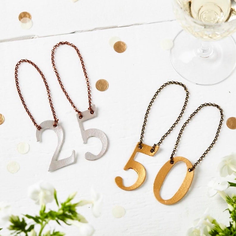 Anniversary bottle tags available in silver, gold and copper. Silver wedding anniversary and gold wedding anniversary little extra gifts.