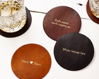 Vintage Style Leather Coaster - Personalised gifts for the home, personalized handmade leather gifts