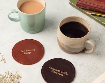 Luxury Custom Leather Coasters, perfect gift for Grandparents