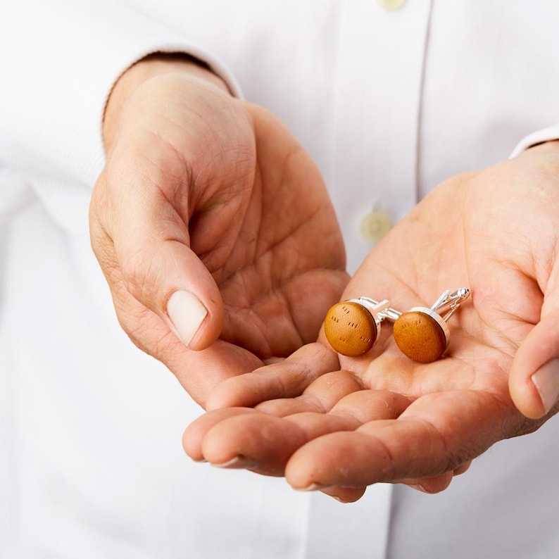 Handcrafted Chocolate Brown Leather Cufflinks with Elegant Texture image 6