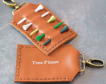 Leather Golf Tee holder - gifts for golfers - personalised leather anniversary gifts