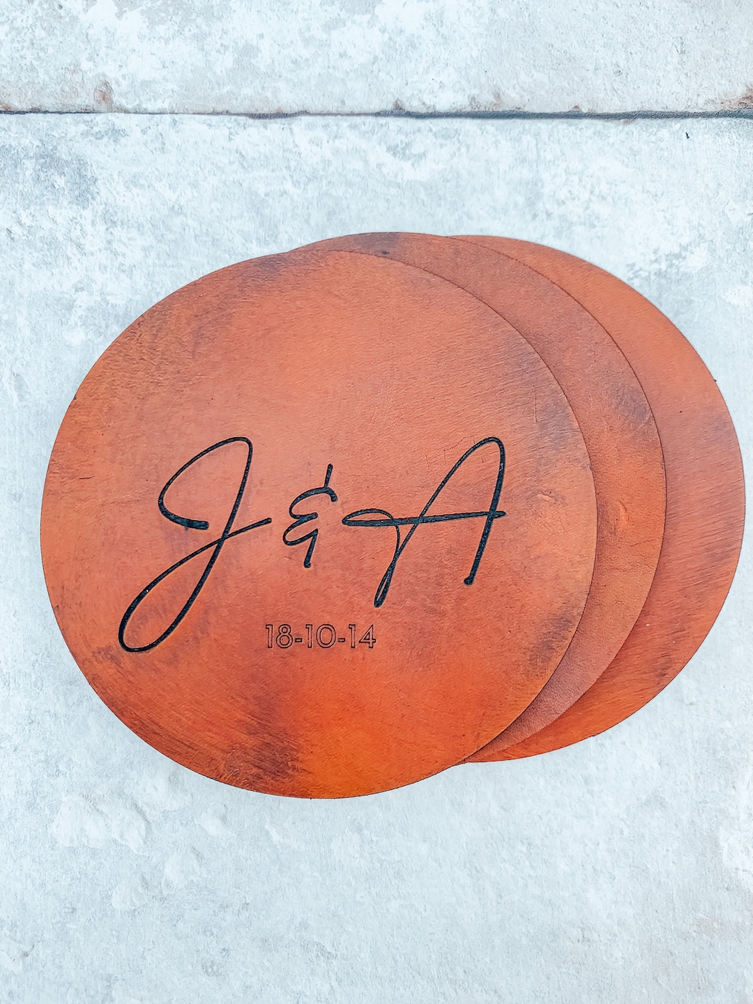 Laser Engraved Leather Coasters Gifts for Anniversarys Etsy