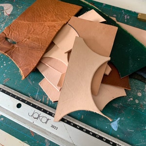 Leather off cuts for crafting, genuine leather. Sustainable.