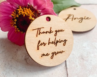 Personalised Wooden Token For Teachers, Thank You End Of Term Gift. Add To Flowers