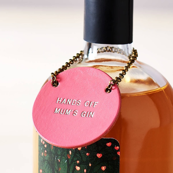 Leather Bottle Tag - Personalised gifts for the home - gifts for the bar - little extra gifts - anniversary tags - Mother’s Day gifts.