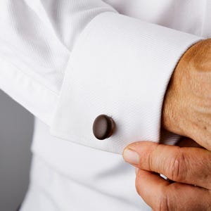 Handcrafted Chocolate Brown Leather Cufflinks with Elegant Texture image 4