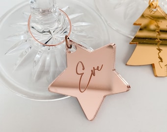 Star Personalised Glass Charm, perfect for dinner parties