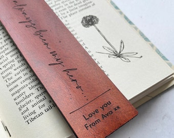 Personalised Leather Bookmark, Reading Gift, Third Anniversary Gift, Father's Day Gift