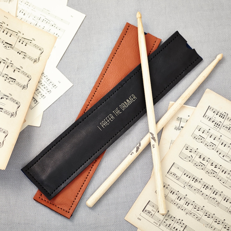Black Leather Drumstick Holder Personalised Gifts for Etsy