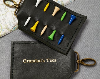 Black Leather Golf Tee holder - gifts for golfers - personalised gifts for sportsman, father's day gift