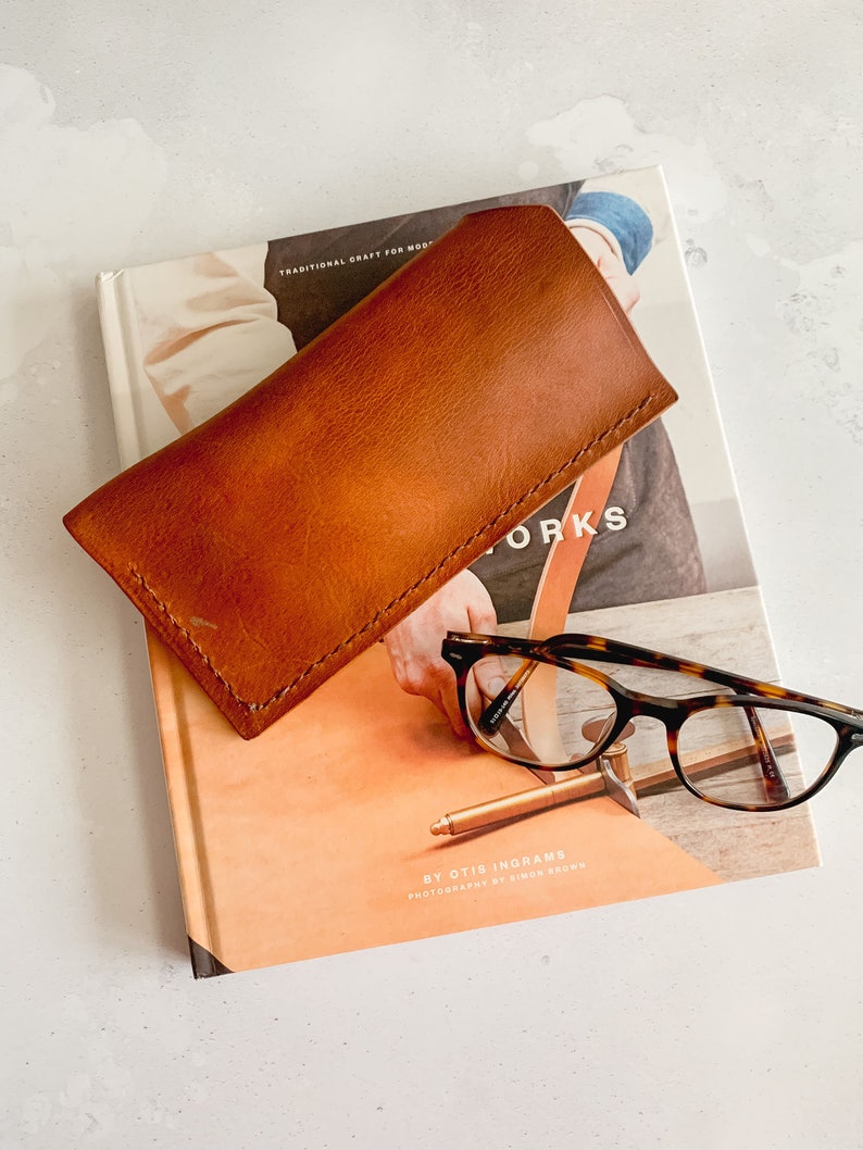 Handmade Leather Glasses Case. Case for Spectacle wearers. Father's Day Gift image 2