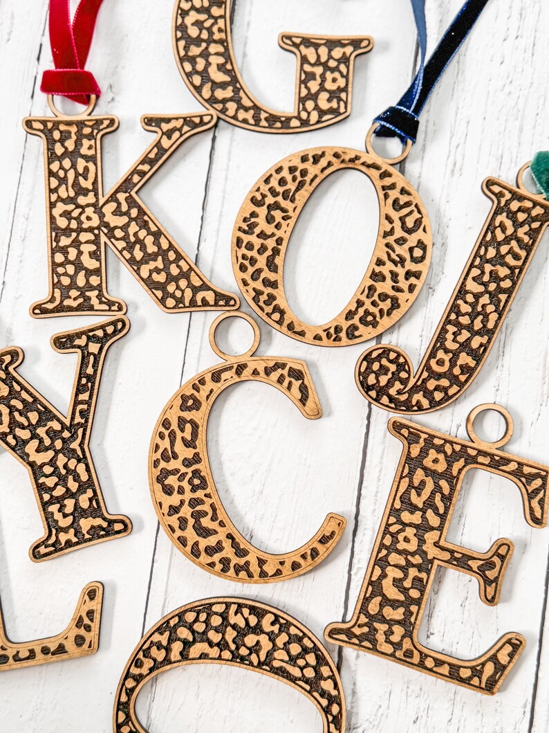 Monogram Leopard Monogram Leopard Print Detailed Wooden Christmas Decoration, Tree ...