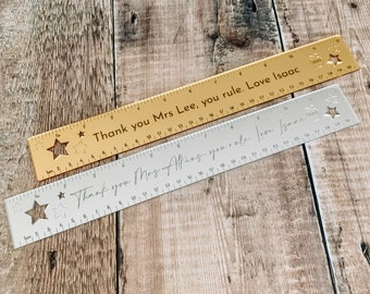 Luxury Acrylic End of Term Teacher Ruler.  Makes the ideal personalised gift for a teacher.