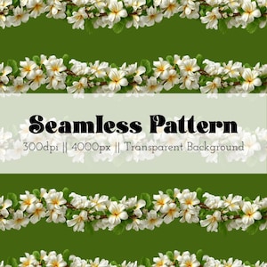 Curvy Plumeria Strands Seamless Pattern Transparent Background Hawaii Inspired 300dpi Personal Use Allowed