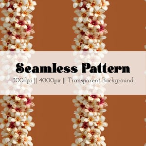 Orange Centered Tan Orchids Seamless Pattern Transparent Background Hawaii Inspired 300dpi Personal Use Allowed