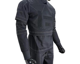 Mandalorian Star Wars Cosplay Costume – Black Bounty Hunter Flight Suit & Vest 3-Piece Set