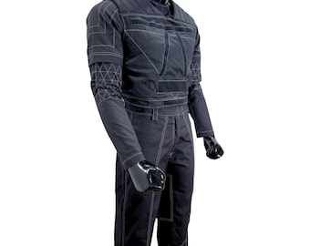 Mandalorian Star Wars Cosplay Costume – Black Bounty Hunter Flight Suit & Vest 3-Piece Set