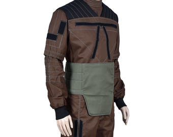 Din Djarin Mandalorian Cosplay Costume – Beskar Armor, Brown Flight Suit (4-Piece Set)