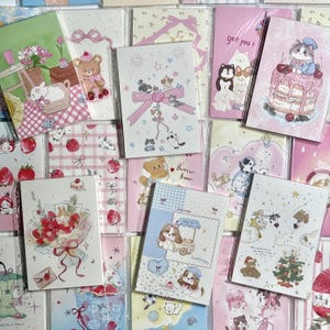 Bloc de notas Kawaii con diseño de oso y conejito de fresa, 7,6 x 10,8 cm, 50 hojas, para diario en tonos pastel
